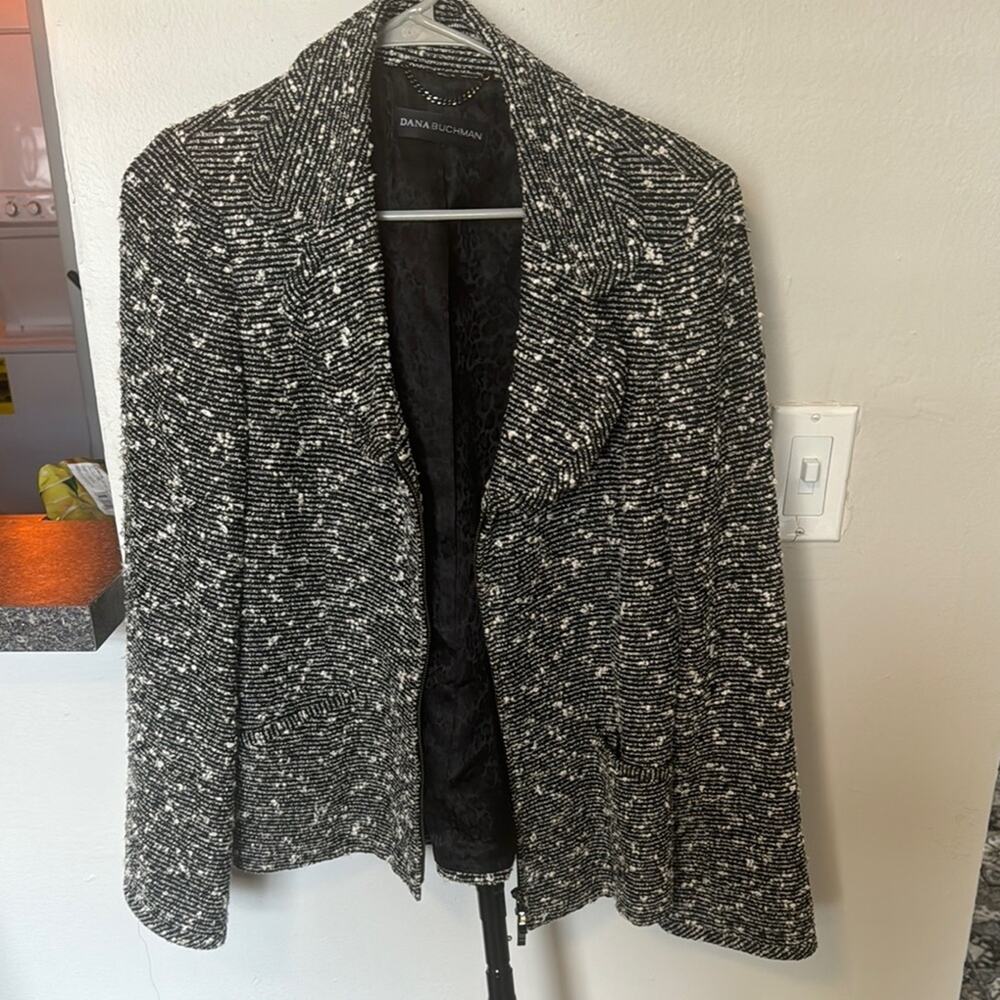 Dana Buchman Black and White Blazer with Textured Bouclé